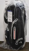 A boxed as new Callaway Hyper Dry 15 cart bag in Black/Charcoal.