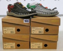 Four pairs of men's as new Keen Uneek sandals (2 x UK11, 2 x UK 12).