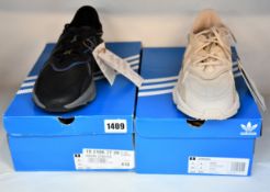 Two pairs of as new Adidas Ozweego trainers (UK 6 and 8).