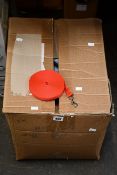 A large quantity of as new 10m dog leads in red.