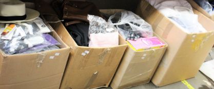 Six boxes of mainly as new miscellaneous clothing and related items.