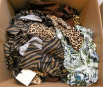 A box of ladies assorted as new clothing to include dresses, tops and related items.