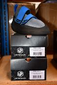 Two pairs of as new Unparallel Engage VCS rock climbing shoes (UK 4, 4.5).