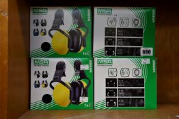 Four as new MSA The Safety Company Left/Right low helmet mounted ear defenders.