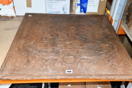 The Fox and the Stork antique cast-iron fireback.