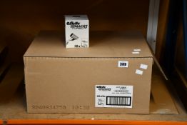 Forty boxes of ten Gillette Mach3 Turbo razor blades (4 pack).