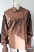 An as new Petar Petrov Colman shirt with dropped shoulders in dark chocolate (EU 40 - RRP £770).