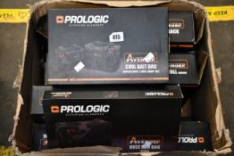 An assortment of Prologic Avenger fishing accessories to include a Prologic medium sized carryall, a
