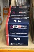 Six boxed as new 6 x Brigade SA-BBS-107 A1400 White Sound Reversing Alarms (12-24Vdc - 87-107dB(A).