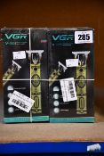 Four boxed as new VGR Voyager V-085 professional hair trimmers.