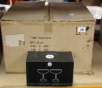 Sixteen sets of two boxed as new Vemacity handcrafted crystal coupe glasses.