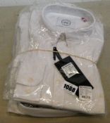 Four as new Kronstadt Johan linen shirts (2 x M, 1 x L, 1 x XXL one shirt has mark, requires washing