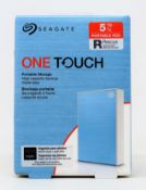 A boxed as new Seagate One Touch 5TB Portable External Hard Drive in Blue (Box sealed).