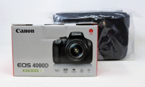A boxed as new Canon EOS 4000D SLR Digital Camera with EF-S 18-55mm III Lens, Bag and 16GB SD