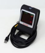 A pre-owned Honeywell Genesis 7580G-2 1D 2D USB Presentation Barcode Scanner.