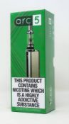 OVER 18s ONLY - Four boxed as new Tecc Arc 5 electronic cigarette kits in silver.