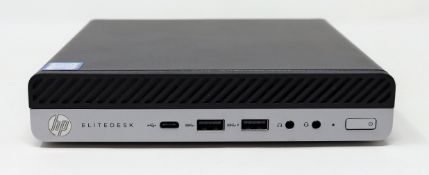 A pre-owned boxed HP Elitdesk 800 G5 micro desktop PC with 2.00GHz Intel i7-9700T CPU, 16GB RAM