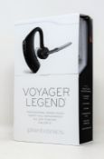 A boxed as new Plantronics Voyager Legend right ear bluetooth headset in black