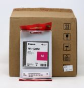 Six as new Canon PFI-120M Magenta Ink Cartridges (Packaging sealed) (Use by date: 2023.01).