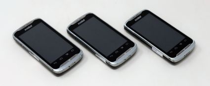 Three pre-owned Motorola TC55 Mobile Android Computer Barcode Scanners.