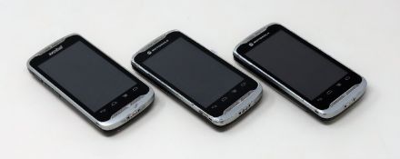 Three pre-owned Motorola TC55 Mobile Android Computer Barcode Scanners.