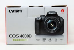 A boxed as new Canon EOS 4000D SLR Digital Camera with EF-S 18-55mm III Lens and 16GB SD Card (Box
