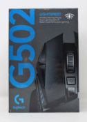 A boxed as new Logitech G502 Hero Lightspeed Wireless Gaming Mouse in Black (Box sealed, some damage