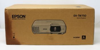 A boxed as new Epson EH-TW750 Home Projector (Damaged box, box opened).