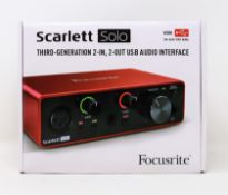 A boxed as new Focusrite Scarlett Solo 3rd Gen USB Audio Interface (Box sealed).