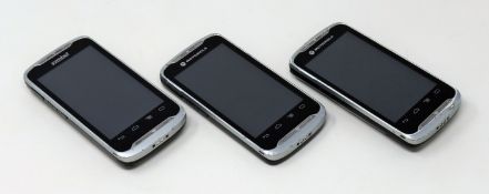Three pre-owned Motorola TC55 Mobile Android Computer Barcode Scanners.
