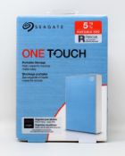 A boxed as new Seagate One Touch 5TB Portable External Hard Drive in Blue (Box sealed).