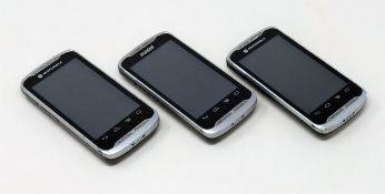 Three pre-owned Motorola TC55 Mobile Android Computer Barcode Scanners.