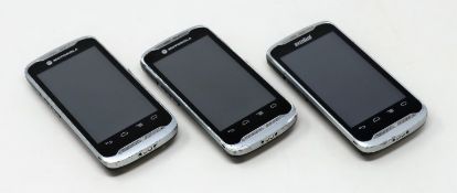 Three pre-owned Motorola TC55 Mobile Android Computer Barcode Scanners.