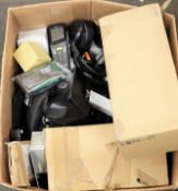 A box of assorted new and pre-owned small electrical items (All items sold as seen).