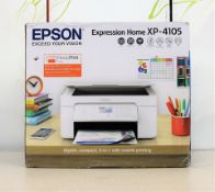 A boxed as new Epson EP-4105 printer/scanner in white. (box damaged)