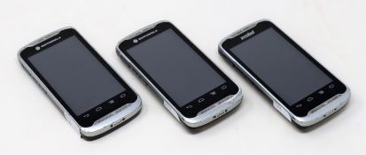 Three pre-owned Motorola TC55 Mobile Android Computer Barcode Scanners.