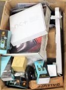 A box of assorted new and pre-owned small electrical items (All items sold as seen).