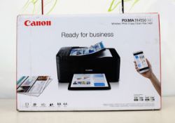 A boxed as new Canon Pixma TR4550 printer/scanner with airprint in black. (box damaged)