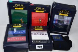 Men's assorted as new Ralph Lauren underwear; three pack of classic boxers (M), three pack of