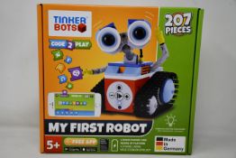 A boxed as new Tinker Bots 'My First Robot' interactive coding robot.