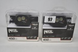 Seven as new Petzl Actik Core 450 head torches.