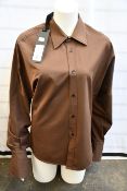 An as new Petar Petrov Colman shirt with dropped shoulders in dark chocolate (EU 40 - RRP £770).