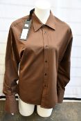 An as new Petar Petrov Colman shirt with dropped shoulders in dark chocolate (EU 38 - RRP £770).