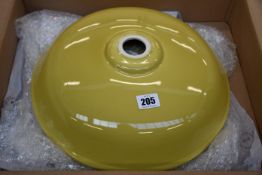 Two large French style pottery light shades (In French ochre).