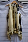 An as new Petar Petrov Catia printed silk twill sleeveless top with draped side details and light