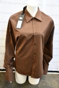An as new Petar Petrov Colman shirt with dropped shoulders in dark chocolate (EU 38 - RRP £770).