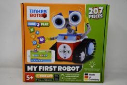 A boxed as new Tinker Bots 'My First Robot' interactive coding robot.