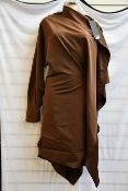 An as new Petar Petrov Aaber asymmetric midi dress in dark chocolate (EU 36 - RRP £1,200).