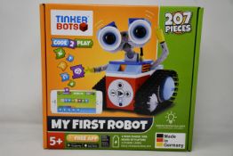 A boxed as new Tinker Bots 'My First Robot' interactive coding robot.