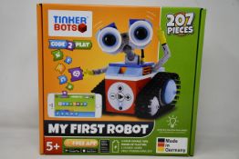 A boxed as new Tinker Bots 'My First Robot' interactive coding robot.